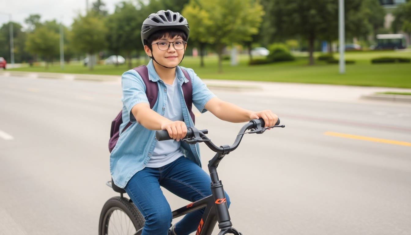 Teenager riding e-bike with comfortable gel saddle